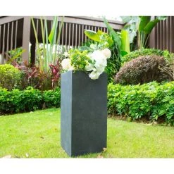 KANTE 28 in. H Square Charcoal Concrete/Fiberglass Indoor Outdoor Modern Tall Planter 16 KANTE 28 in. H Square Charcoal Concrete/Fiberglass Indoor Outdoor Modern Tall Planter -Vigoro sales Store charcoal kante plant pots osf0002c c60121 1d 1000
