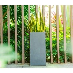 KANTE 28 in. H Square Charcoal Concrete/Fiberglass Indoor Outdoor Modern Tall Planter 24 KANTE 28 in. H Square Charcoal Concrete/Fiberglass Indoor Outdoor Modern Tall Planter -Vigoro sales Store charcoal kante plant pots osf0002c c60121 d4 1000