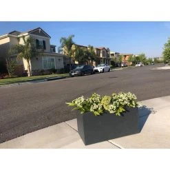 KANTE 23 in. L Rectangular Charcoal Concrete/Fiberglass Indoor Outdoor Elegant Planter -Vigoro sales Store charcoal kante plant pots osf0104a c60121 4f 1000