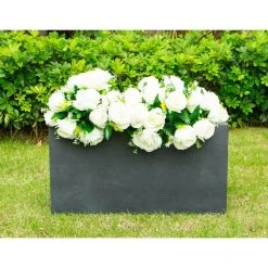 KANTE 23 in. L Rectangular Charcoal Concrete/Fiberglass Indoor Outdoor Elegant Planter -Vigoro sales Store charcoal kante plant pots osf0104a c60121 76 1000