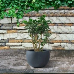 KANTE 8 in. H Charcoal Concrete and Fiberglass Round Bowl Planter, Outdoor Indoor Large Planters Pots with Drainage -Vigoro sales Store charcoal kante plant pots rc0049a c60121 1f 1000