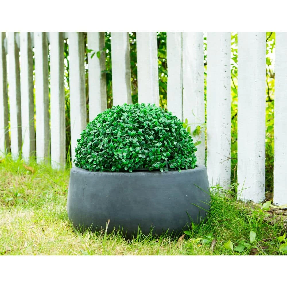 KANTE Medium 10 in. Tall Charcoal Lightweight Concrete Round Outdoor Bowl Planter 7 KANTE Medium 10 in. Tall Charcoal Lightweight Concrete Round Outdoor Bowl Planter - Image 5