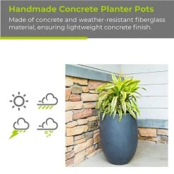 KANTE 21.7 in. Tall Charcoal Lightweight Concrete Round Outdoor Planter -Vigoro sales Store charcoal kante plant pots rc0066a c60121 1f 1000