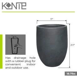 KANTE 21.7 in. Tall Charcoal Lightweight Concrete Round Outdoor Planter -Vigoro sales Store charcoal kante plant pots rc0066a c60121 4f 1000