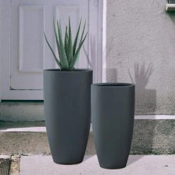 KANTE 31.4" and 23.6"H Charcoal Finish Concrete Tall Planters (Set of 2), Large Outdoor Indoor w/Drainage Hole & Rubber Plug 14 KANTE 31.4" and 23.6"H Charcoal Finish Concrete Tall Planters (Set of 2), Large Outdoor Indoor w/Drainage Hole & Rubber Plug -Vigoro sales Store charcoal kante plant pots rc0099ab c60121 fa 1000