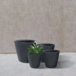 KANTE 20.9", 17.7", 15" & 12.6"H Cylindrical Charcoal Finish Lightweight Concrete Modern Planters Set of 4, Outdoor Indoor -Vigoro sales Store charcoal kante plant pots rc0154bcde c60121 1f 1000