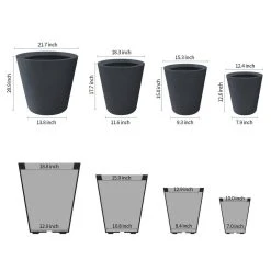 KANTE 20.9", 17.7", 15" & 12.6"H Cylindrical Charcoal Finish Lightweight Concrete Modern Planters Set of 4, Outdoor Indoor -Vigoro sales Store charcoal kante plant pots rc0154bcde c60121 c3 1000