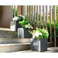 KANTE 16 in. Tall Charcoal Lightweight Concrete Square Modern Outdoor Planter (Set of 3) -Vigoro sales Store charcoal kante plant pots rf0001abc c60121 4f 1000
