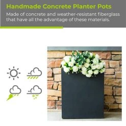 KANTE 26.8 in. Tall Charcoal Lightweight Concrete Modern Long and High Rectangle Planter -Vigoro sales Store charcoal kante plant pots rf0111a c60121 4f 1000
