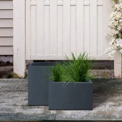 KANTE 23.6" and 19.4"L Rectangular Charcoal Finish Lightweight Concrete Long Planter w/ Drainage Hole Set of 2 Outdoor/Indoor -Vigoro sales Store charcoal kante plant pots rf0146sa c60121 1f 1000