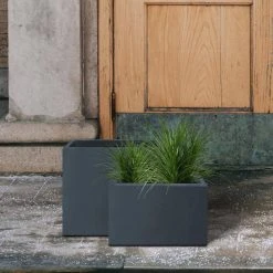 KANTE 23.6" and 19.4"L Rectangular Charcoal Finish Lightweight Concrete Long Planter w/ Drainage Hole Set of 2 Outdoor/Indoor -Vigoro sales Store charcoal kante plant pots rf0146sa c60121 44 1000