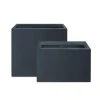 KANTE 23.6" and 19.4"L Rectangular Charcoal Finish Lightweight Concrete Long Planter w/ Drainage Hole Set of 2 Outdoor/Indoor