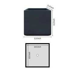 KANTE 11.81 x 11.81 in. Square Charcoal Lightweight Concrete and Weather Resistant Fiberglass Planter w/Drainage Hole -Vigoro sales Store charcoal kante plant pots rf0221b c60121 4f 1000