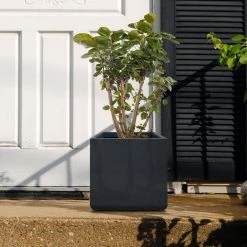 KANTE 11.81 x 11.81 in. Square Charcoal Lightweight Concrete and Weather Resistant Fiberglass Planter w/Drainage Hole -Vigoro sales Store charcoal kante plant pots rf0221b c60121 76 1000