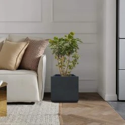 KANTE 11.81 x 11.81 in. Square Charcoal Lightweight Concrete and Weather Resistant Fiberglass Planter w/Drainage Hole -Vigoro sales Store charcoal kante plant pots rf0221b c60121 fa 1000