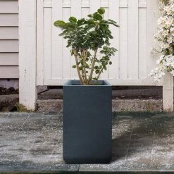 KANTE 27.6 in. H Square Charcoal Concrete and Fiberglass Tall Planter Outdoor Indoor Lightweight Plant Pots -Vigoro sales Store charcoal kante plant pots rf0222c c60121 1f 1000