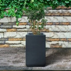 KANTE 27.6 in. H Square Charcoal Concrete and Fiberglass Tall Planter Outdoor Indoor Lightweight Plant Pots -Vigoro sales Store charcoal kante plant pots rf0222c c60121 44 1000