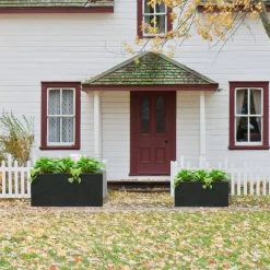 KANTE 31.4" & 23.6"L Rectangular Charcoal Finish Lightweight Concrete Long Planters w/Drainage Hole Set of 2, Outdoor/Indoor -Vigoro sales Store charcoal kante plant pots rf0264ac c60121 76 1000