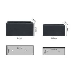 KANTE 31.4" & 23.6"L Rectangular Charcoal Finish Lightweight Concrete Long Planters w/Drainage Hole Set of 2, Outdoor/Indoor -Vigoro sales Store charcoal kante plant pots rf0264ac c60121 c3 1000