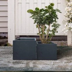 KANTE 17.3 in. W Square Charcoal Lightweight Concrete and Fiberglass Planters with Drainage Holes (Set of 2) -Vigoro sales Store charcoal kante plant pots rf2015015bc c60121 1f 1000