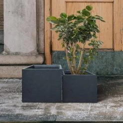 KANTE 17.3 in. W Square Charcoal Lightweight Concrete and Fiberglass Planters with Drainage Holes (Set of 2) -Vigoro sales Store charcoal kante plant pots rf2015015bc c60121 44 1000