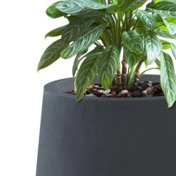KANTE 26.5 in., 20 in. & 13.1 in. H Round Charcoal Concrete Tall Planters (Set of 3), Outdoor Indoor Large with Drainage Holes -Vigoro sales Store charcoal kante plant pots rf2015023abc c60121 1f 1000
