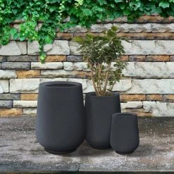 KANTE 26.5 in., 20 in. & 13.1 in. H Round Charcoal Concrete Tall Planters (Set of 3), Outdoor Indoor Large with Drainage Holes -Vigoro sales Store charcoal kante plant pots rf2015023abc c60121 31 1000