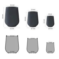 KANTE 26.5 in., 20 in. & 13.1 in. H Round Charcoal Concrete Tall Planters (Set of 3), Outdoor Indoor Large with Drainage Holes -Vigoro sales Store charcoal kante plant pots rf2015023abc c60121 c3 1000