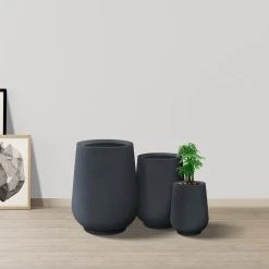 KANTE 26.5 in., 20 in. & 13.1 in. H Round Charcoal Concrete Tall Planters (Set of 3), Outdoor Indoor Large with Drainage Holes -Vigoro sales Store charcoal kante plant pots rf2015023abc c60121 fa 1000