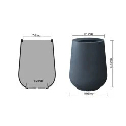 KANTE 10.63 in. x 13.78 in. Round Charcoal Lightweight Concrete and Weather Resistant Fiberglass Planter w/Drainage Hole -Vigoro sales Store charcoal kante plant pots rf2015023c c60121 4f 1000