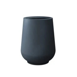 KANTE 10.63 in. x 13.78 in. Round Charcoal Lightweight Concrete and Weather Resistant Fiberglass Planter w/Drainage Hole