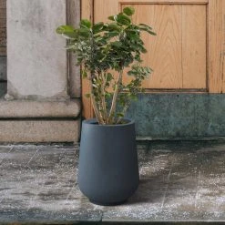 KANTE 10.63 in. x 13.78 in. Round Charcoal Lightweight Concrete and Weather Resistant Fiberglass Planter w/Drainage Hole -Vigoro sales Store charcoal kante plant pots rf2015023c c60121 76 1000