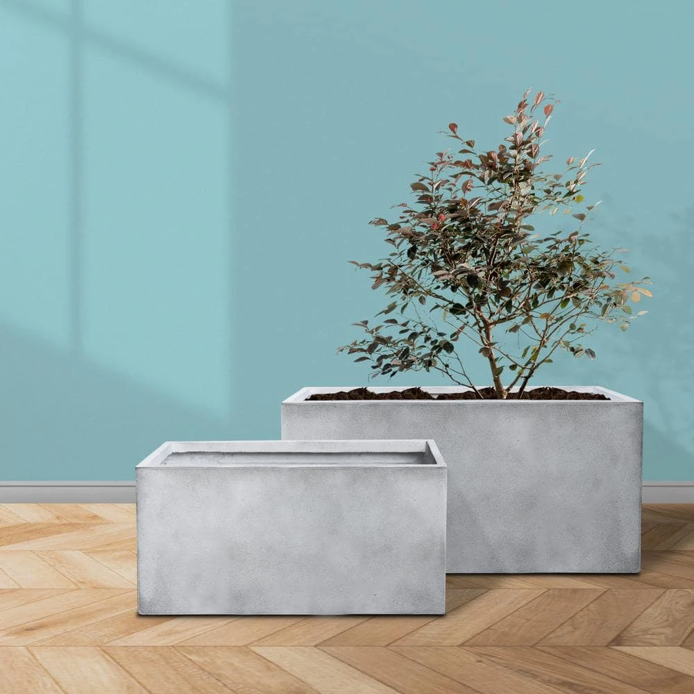 KANTE 31" and 23"L Rectangular Large Concrete Long Box Planters Set of 2, Outdoor/Indoor Strong UV Resistant w/Drainage Holes 8 KANTE 31" and 23"L Rectangular Large Concrete Long Box Planters Set of 2, Outdoor/Indoor Strong UV Resistant w/Drainage Holes - Image 6