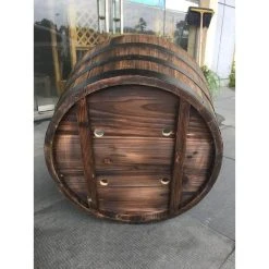 Vigoro 25.98 in. Dia x 16.54 in. H Round Wooden Barrel Planter 10 Vigoro 25.98 in. Dia x 16.54 in. H Round Wooden Barrel Planter -Vigoro sales Store dark wood vigoro barrel planters hl6642 1d 1000