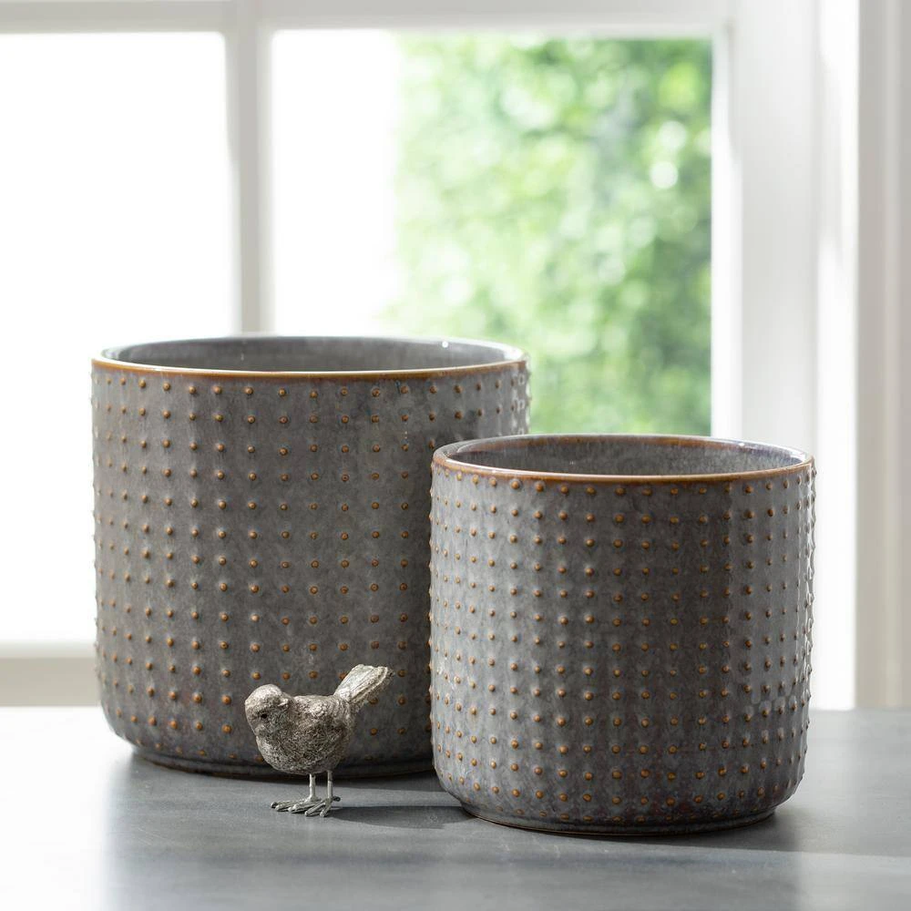 SULLIVANS Dusty Blue Ceramic Pot - Set of 2 6 SULLIVANS Dusty Blue Ceramic Pot - Set of 2 - Image 4