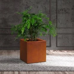 KANTE 16in.H Square Faux Weathering Steel Finish Lightweight Concrete Durable Elegant Planter w/Drainage Hole, Home and Garden -Vigoro sales Store faux weathering steel kante plant pots rf0001c c91942 31 1000