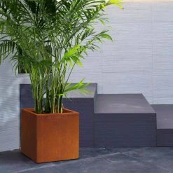 KANTE 16in.H Square Faux Weathering Steel Finish Lightweight Concrete Durable Elegant Planter w/Drainage Hole, Home and Garden -Vigoro sales Store faux weathering steel kante plant pots rf0001c c91942 76 1000