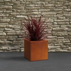 KANTE 16in.H Square Faux Weathering Steel Finish Lightweight Concrete Durable Elegant Planter w/Drainage Hole, Home and Garden -Vigoro sales Store faux weathering steel kante plant pots rf0001c c91942 fa 1000