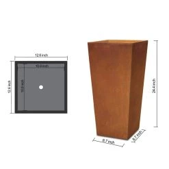 KANTE 24.4 in. H Rectangle Faux Weathering Steel Lightweight Concrete Tapered Tall Planter with Drainage Hole, Outdoor/Indoor -Vigoro sales Store faux weathering steel kante plant pots rf0004c c91942 1f 1000