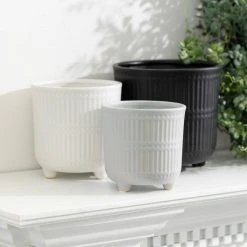 SULLIVANS Black, White & Gray Ceramic Planters - Set Of 3 9 SULLIVANS Black, White & Gray Ceramic Planters - Set Of 3 -Vigoro sales Store glaze sullivans plant pots cm2970 4f 1000