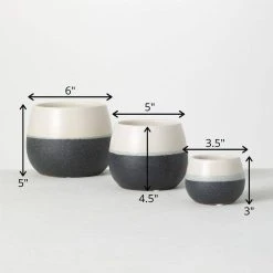 SULLIVANS Black And White Ceramic Pot - Set of 3 11 SULLIVANS Black And White Ceramic Pot - Set of 3 -Vigoro sales Store glaze sullivans plant pots cm2971 44 1000