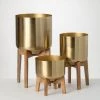 SULLIVANS Brass Planter On Stands - Set of 3 -Vigoro sales Store gold sullivans plant pots n2714 64 1000