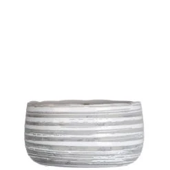 SULLIVANS Gray and White Ceramic Striped Planter