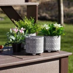 SULLIVANS Gray Geometric Print Cement Pot - Set of 3 -Vigoro sales Store gray patterned sullivans plant pots cmt1207 4f 1000