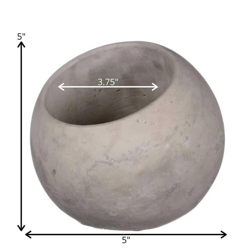 SULLIVANS Gray Cement Ball Planter 5 SULLIVANS Gray Cement Ball Planter - Image 3