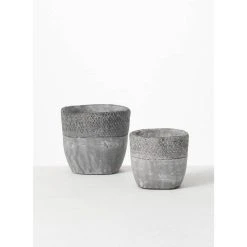 SULLIVANS Gray Cement Pot (Set of 2) 9 SULLIVANS Gray Cement Pot (Set of 2) -Vigoro sales Store gray sullivans plant pots cmt1187 1f 1000
