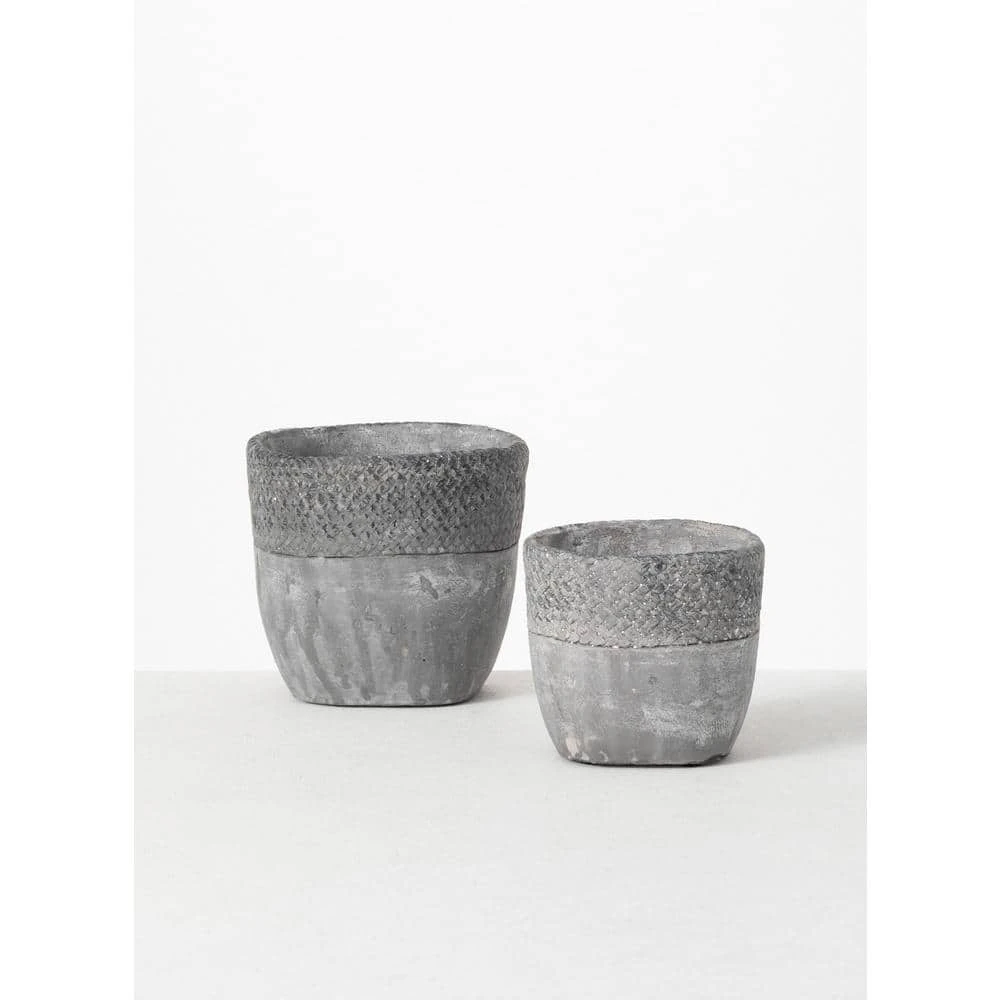 SULLIVANS Gray Cement Pot (Set of 2) 6 SULLIVANS Gray Cement Pot (Set of 2) - Image 4