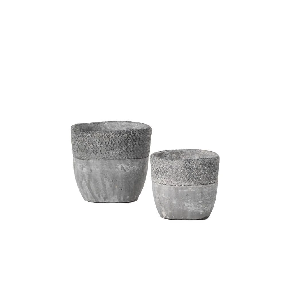 SULLIVANS Gray Cement Pot (Set of 2) 3 SULLIVANS Gray Cement Pot (Set of 2)