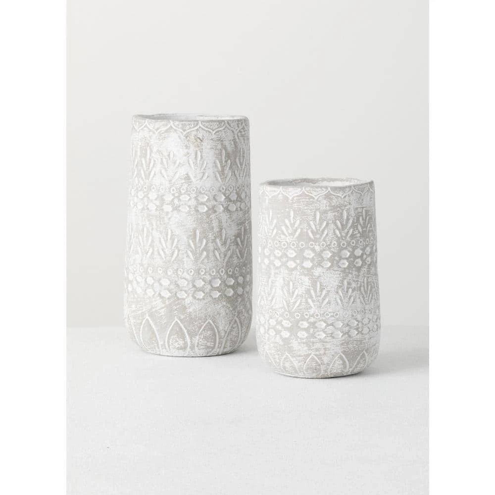 SULLIVANS Gray Cement Pot - Set of 2 6 SULLIVANS Gray Cement Pot - Set of 2 - Image 4