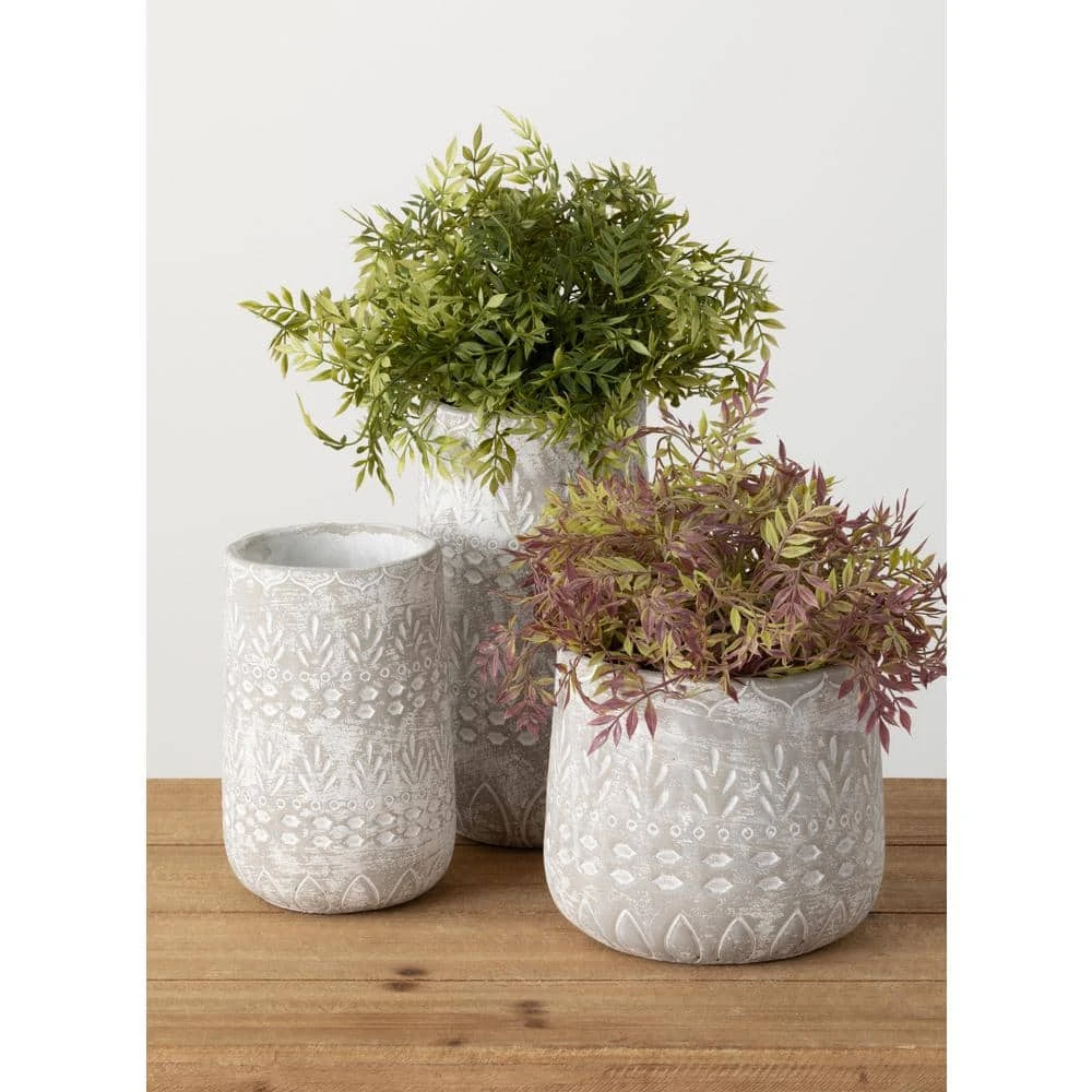 SULLIVANS Gray Cement Pot - Set of 2 4 SULLIVANS Gray Cement Pot - Set of 2 - Image 2
